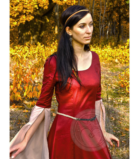 AUTUMN LADY - satin cotton fantasy laced double dress with wide sleeves