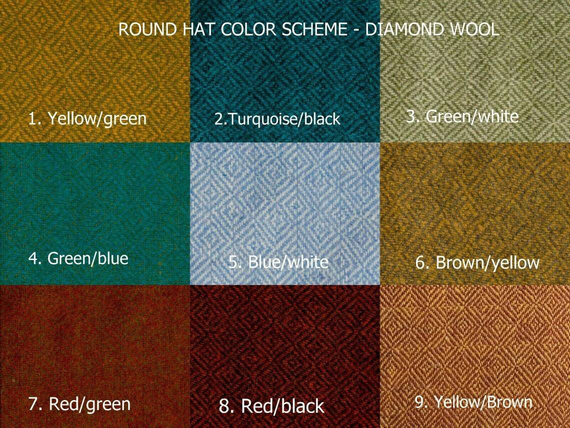 Diamond twill wool hat with white fur and linen lining